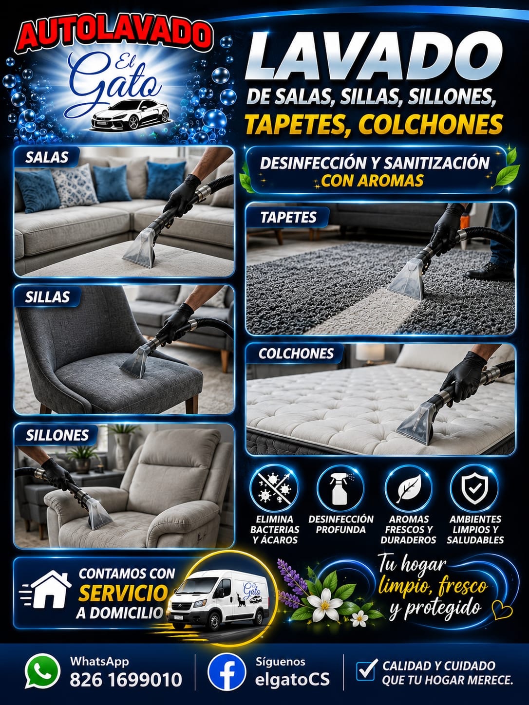 Lavado de salas, sillas, sillones, tapetes y colchones de Autolavado El Gato